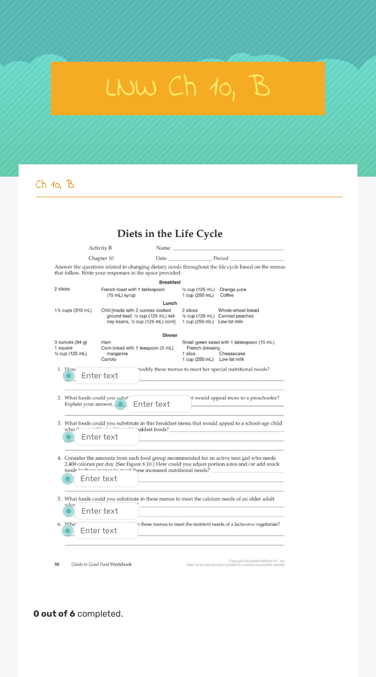 LNW Ch 10, B worksheet preview image