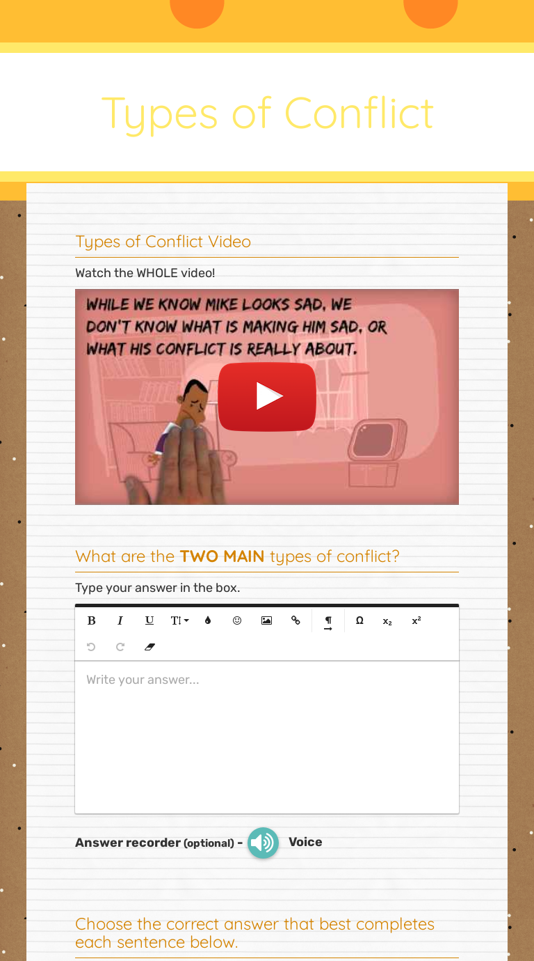 Types of Conflict  Interactive Worksheet by Danielle Creighton For Types Of Conflict Worksheet
