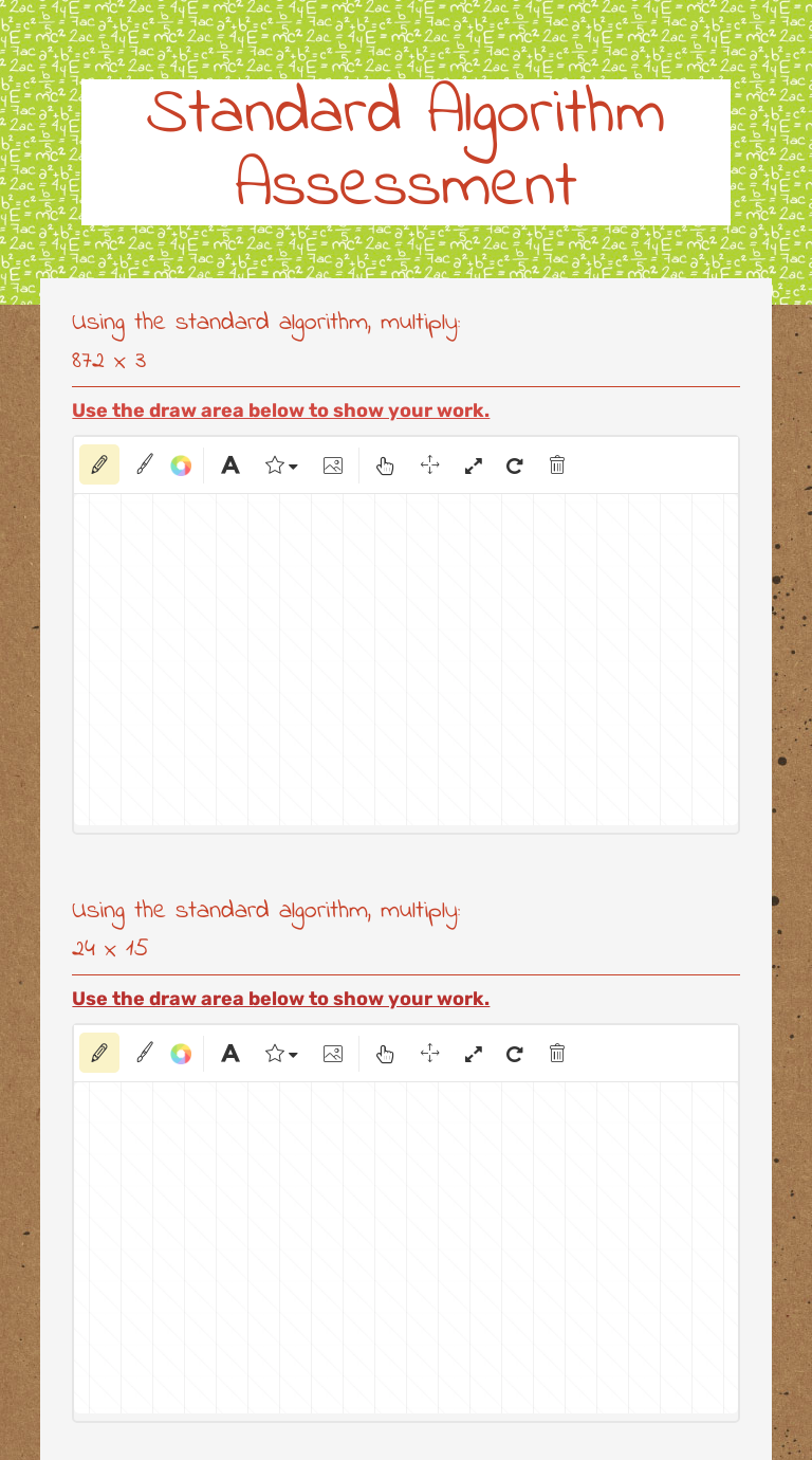 Standard Algorithm Assessment Interactive Worksheet by Jeff ONeill