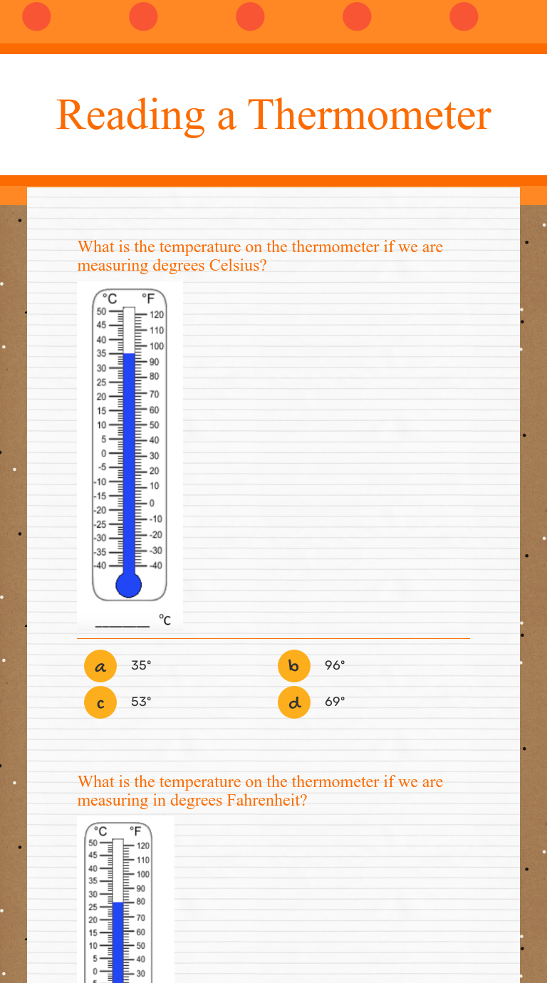 Reading a Thermometer  Interactive Worksheet by Kimberly Harris For Reading A Thermometer Worksheet