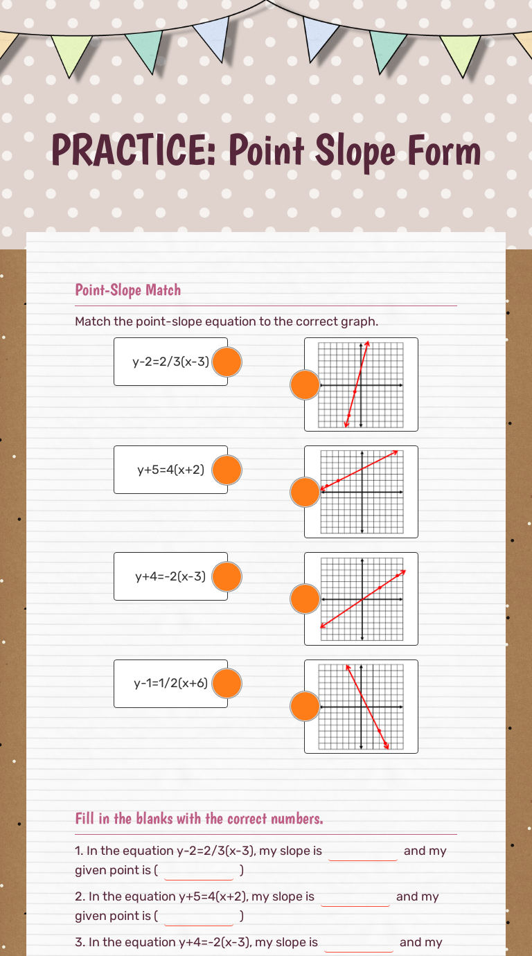 PRACTICE: Point Slope Form | Interactive Worksheet by Gina ...