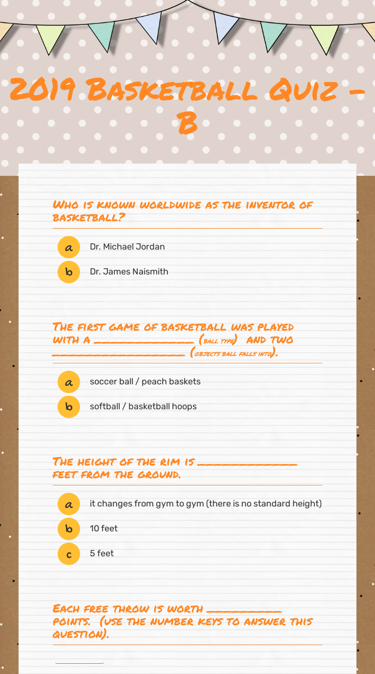 2019 Basketball Quiz - B | Interactive Worksheet By Teresa Collier ...