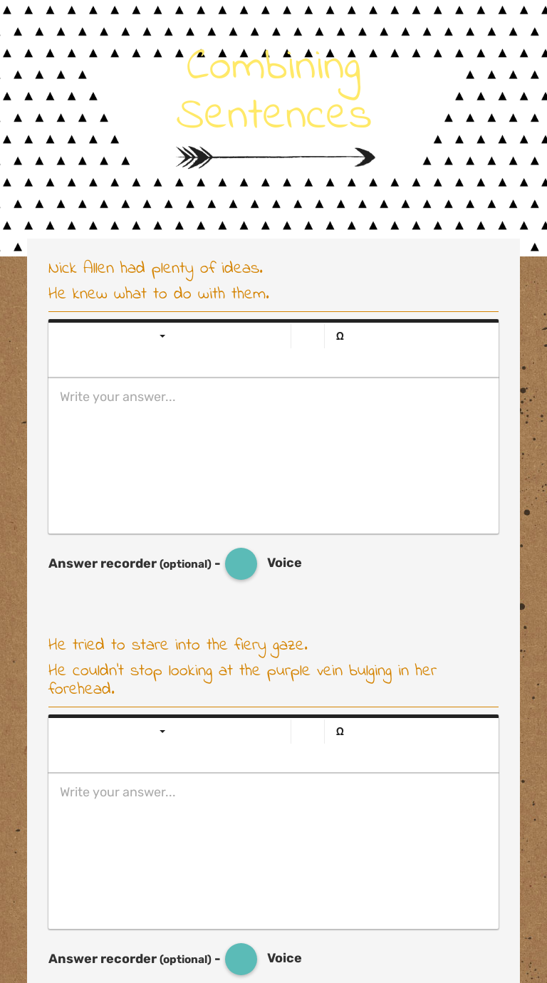 Combining Sentences worksheet preview image