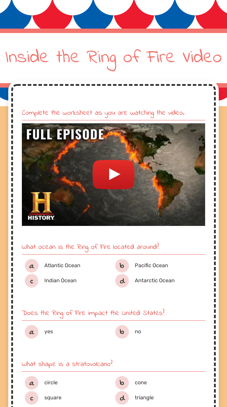 Inside the Ring of Fire Video Interactive Worksheet by Michael Hyden