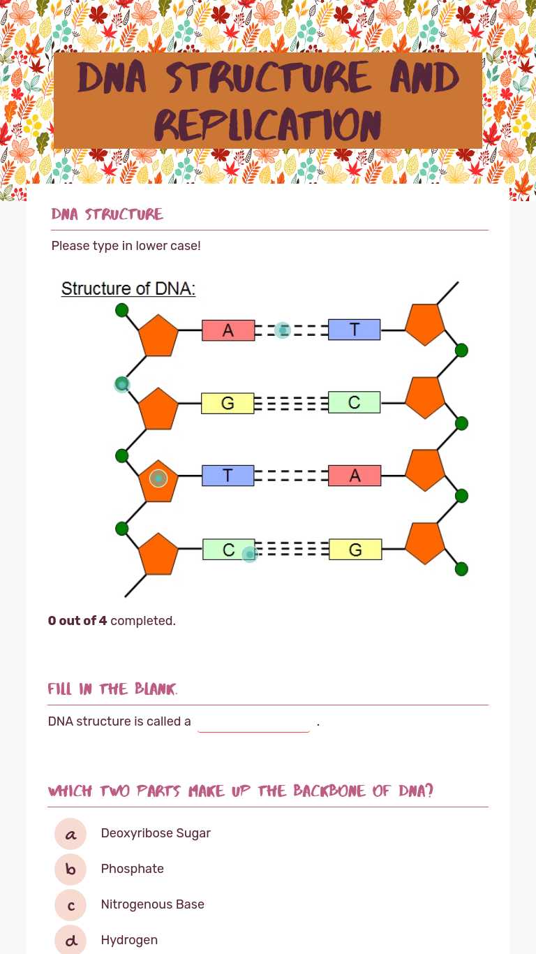 DNA Structure and Replication  Interactive Worksheet by Latarsha Regarding Dna Structure Worksheet Answer Key