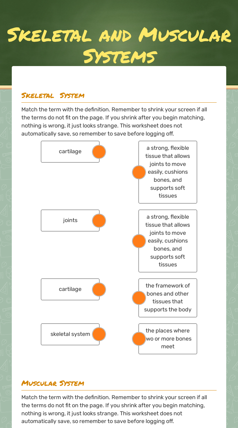 Skeletal and Muscular Systems Grade 7 worksheet preview