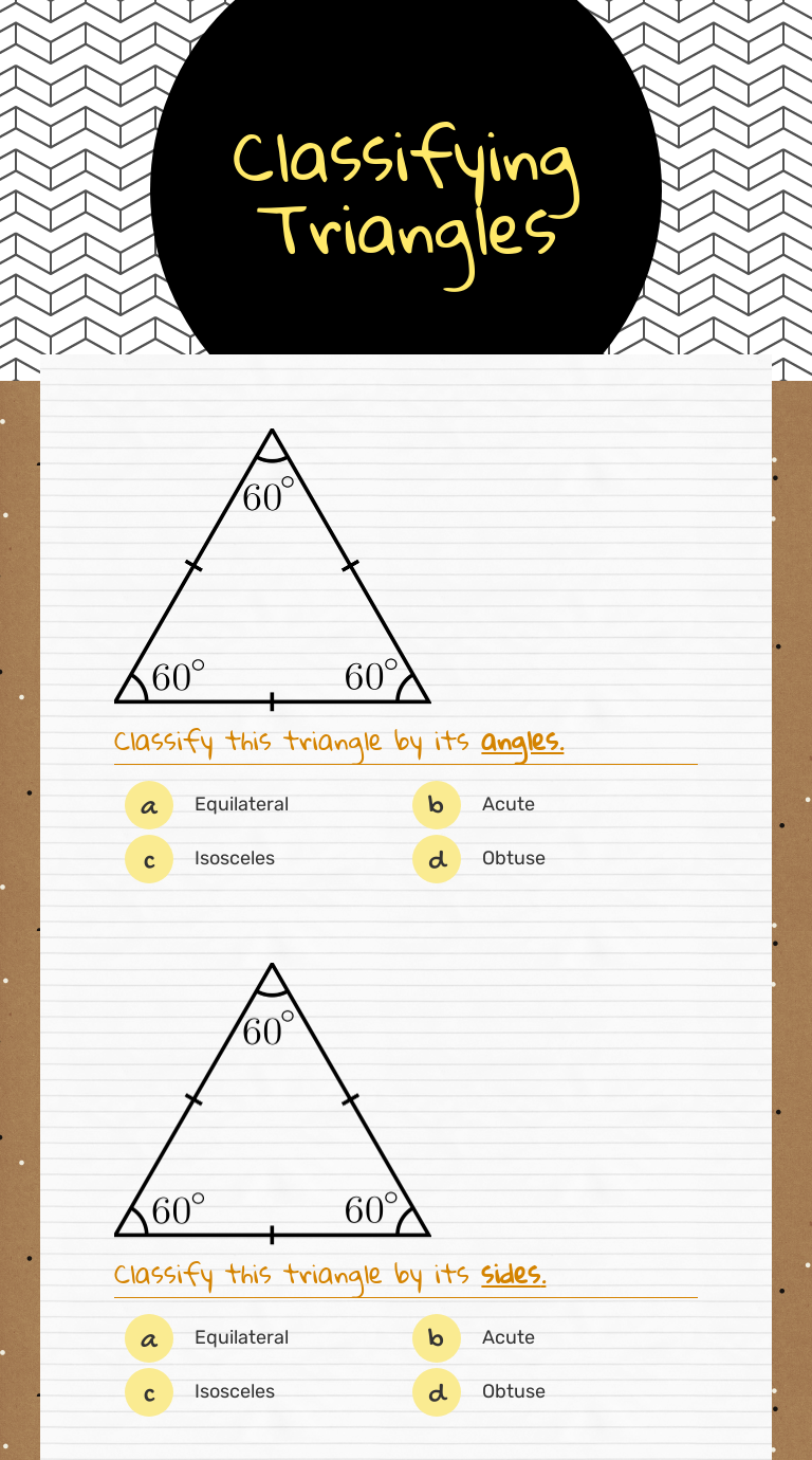 Classifying Triangles Interactive Worksheet by Jordan Myers Wizer.me