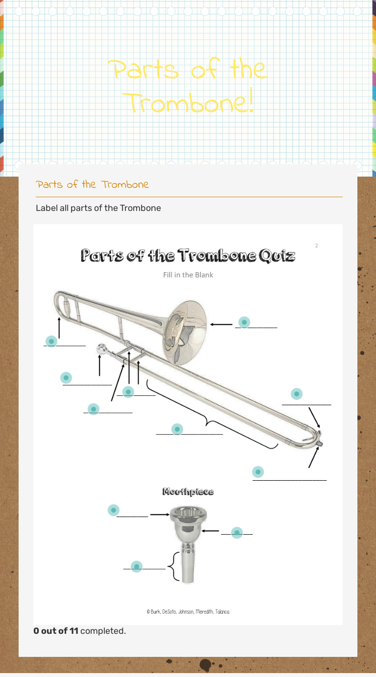 Parts of the Trombone! worksheet