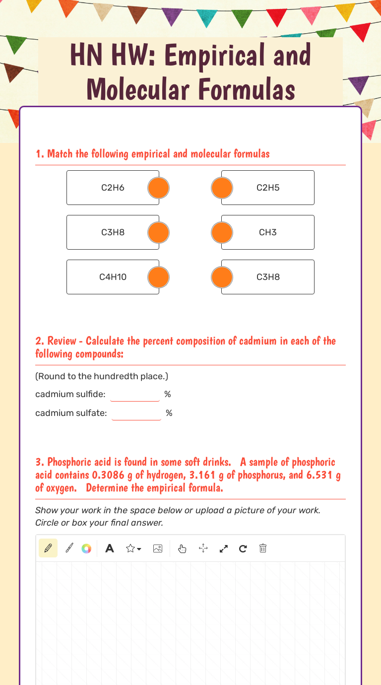 HN HW Empirical and Molecular Formulas Interactive Worksheet by