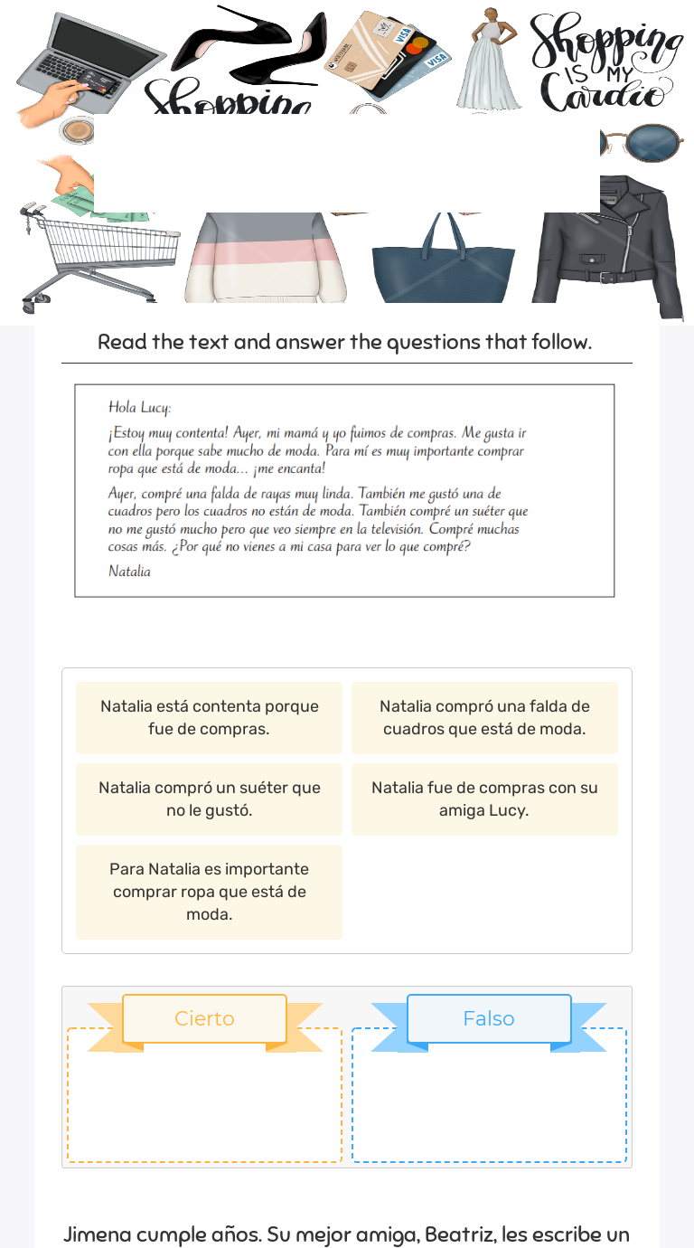 De compras worksheet preview image