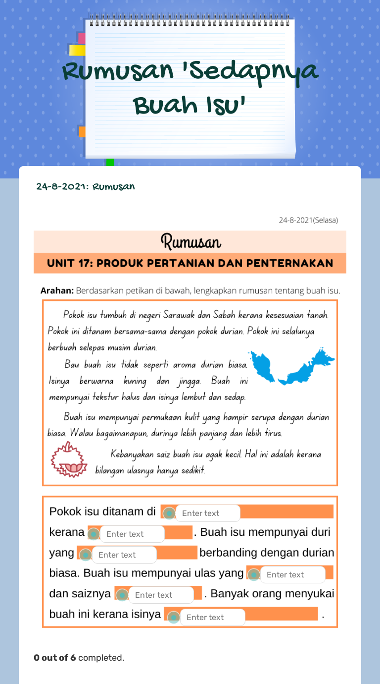 Rumusan  'Sedapnya Buah Isu' worksheet preview image