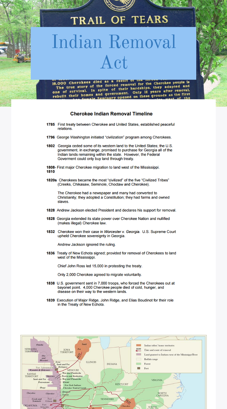 Indian Removal Act Interactive Worksheet by Mr Franklin Franklin