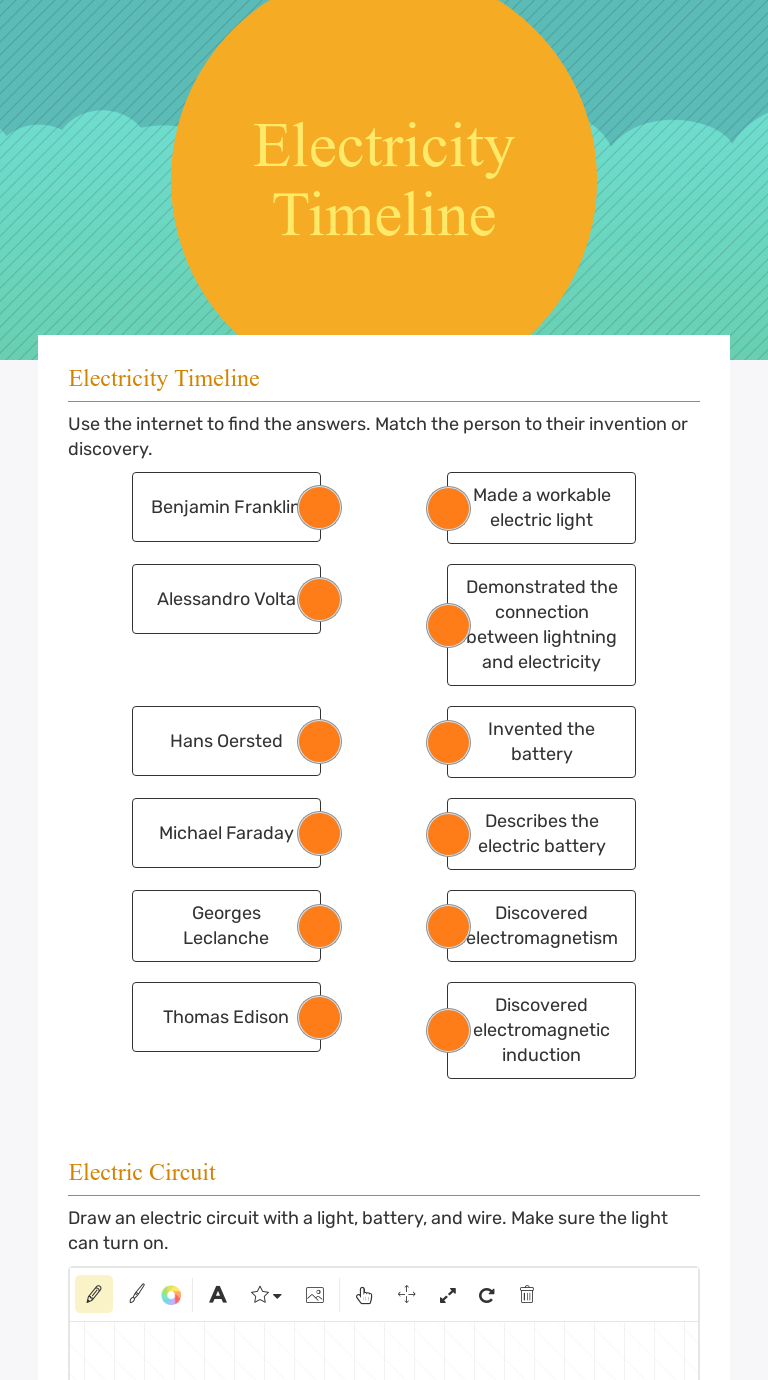 Electricity Timeline | Interactive Worksheet By Shari Solomon-Klebba ...