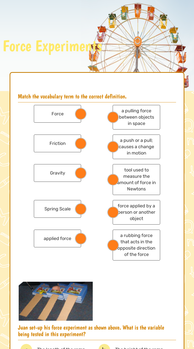 Force Experiments | Interactive Worksheet by Karen Linares | Wizer.me