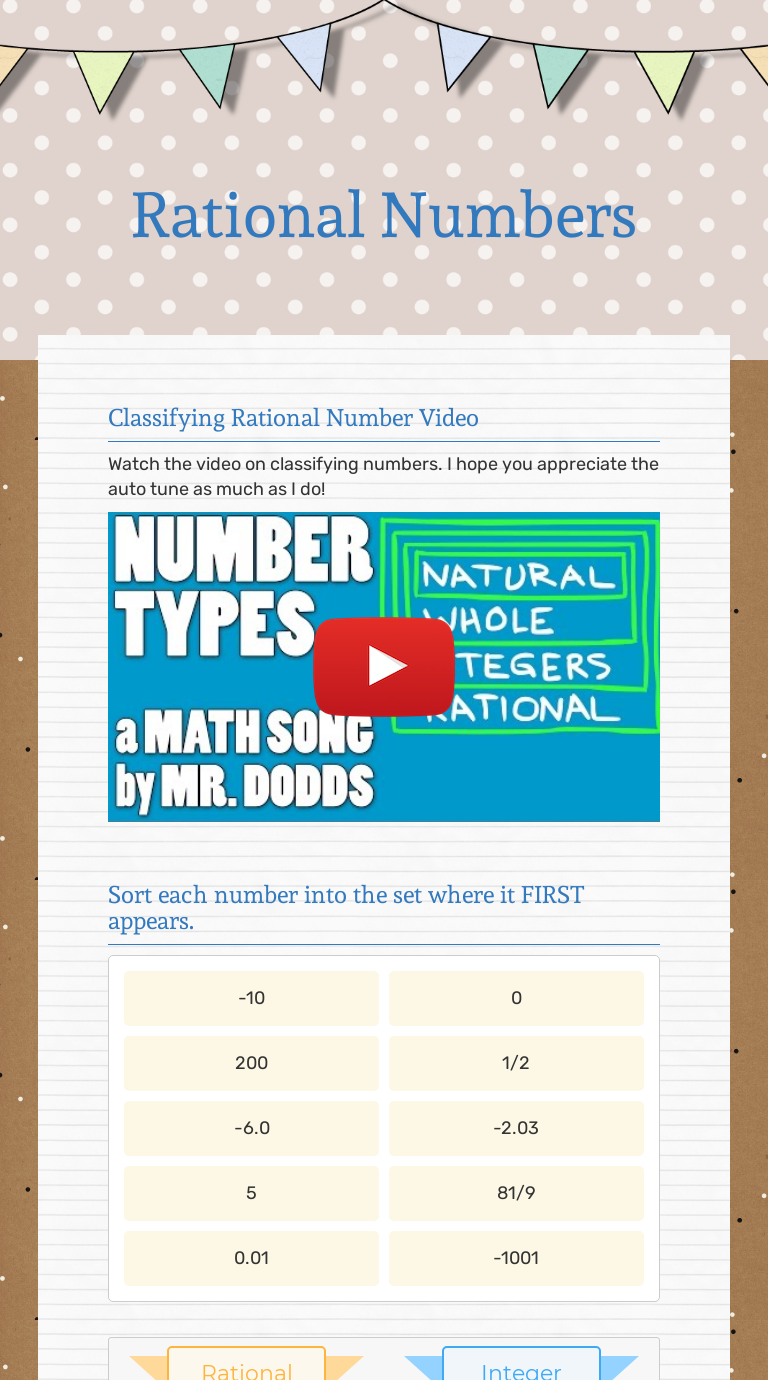 Rational Numbers  Interactive Worksheet by Kamie Hamilton  Wizer.me With Regard To Classifying Rational Numbers Worksheet