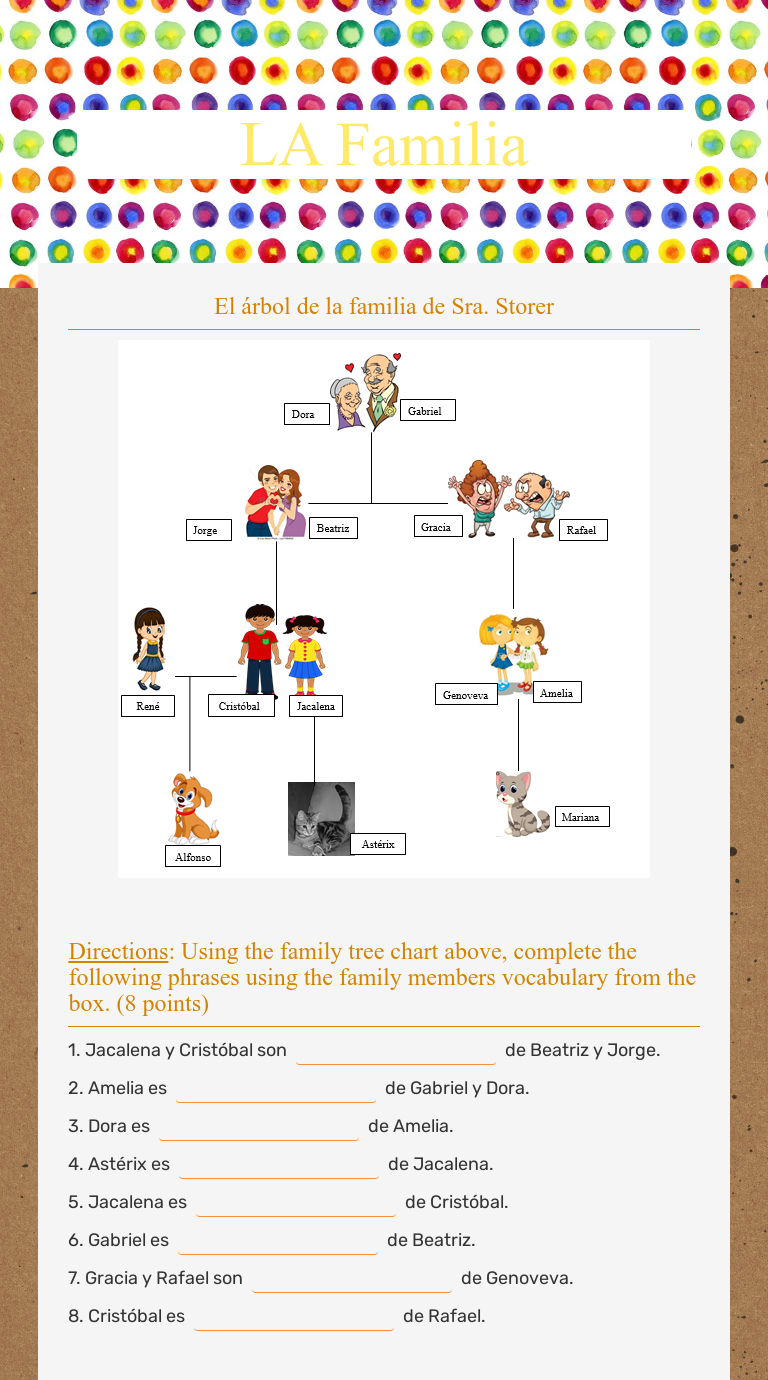 LA Familia worksheet preview image