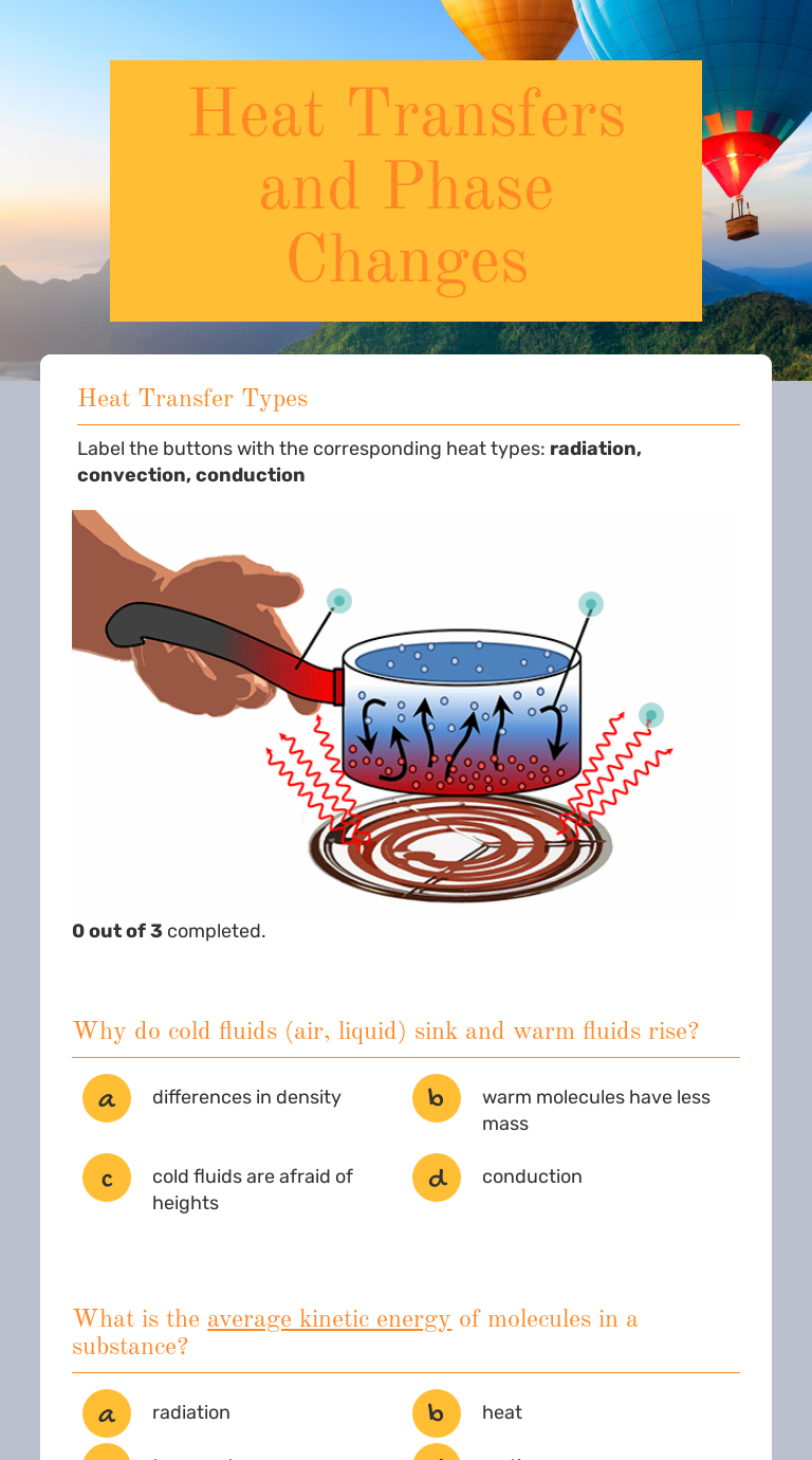 Heat With Phase Change Worksheet