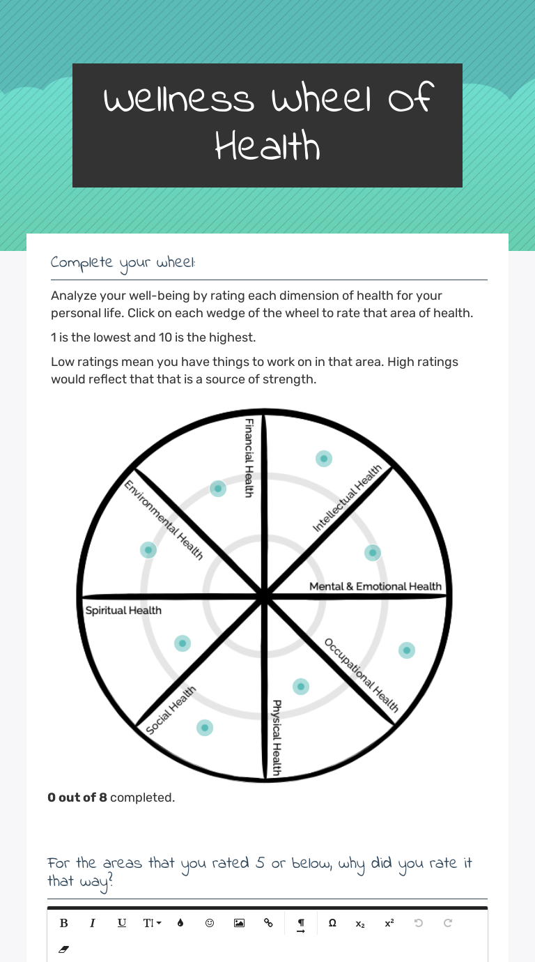 Printable 8 Dimensions Of Wellness Worksheet