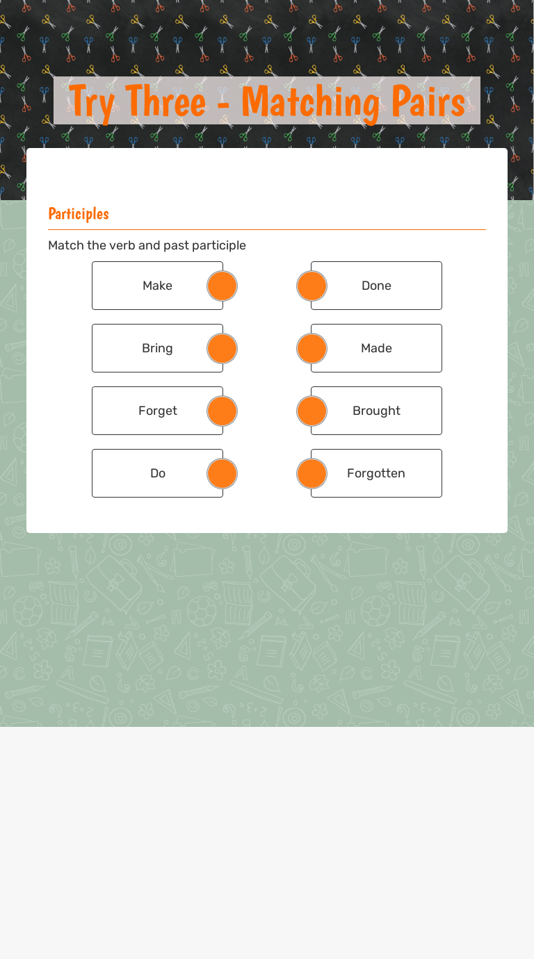 Try Three - Matching Pairs worksheet preview image