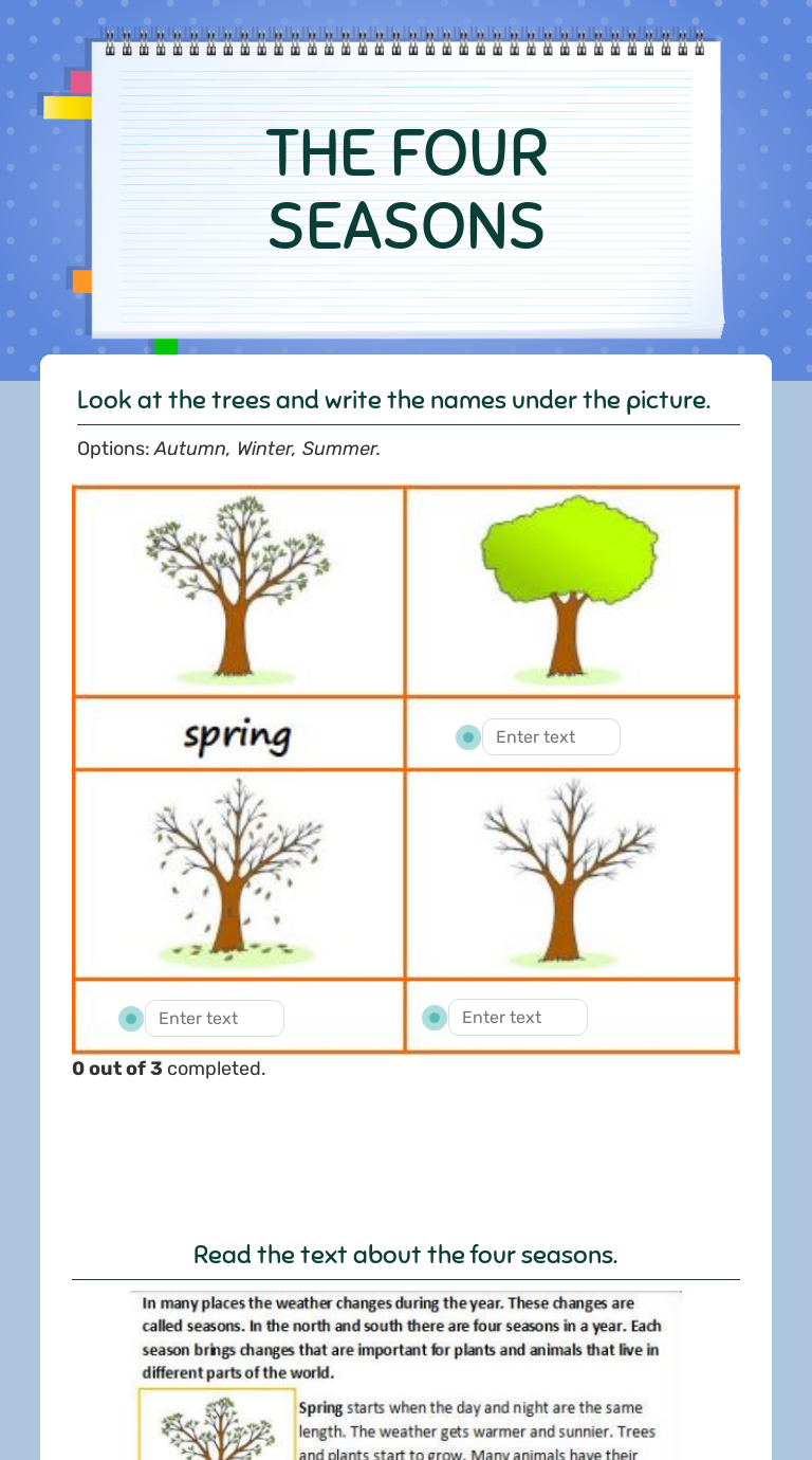 THE FOUR SEASONS | Interactive Worksheet by Ana Morán | Wizer.me