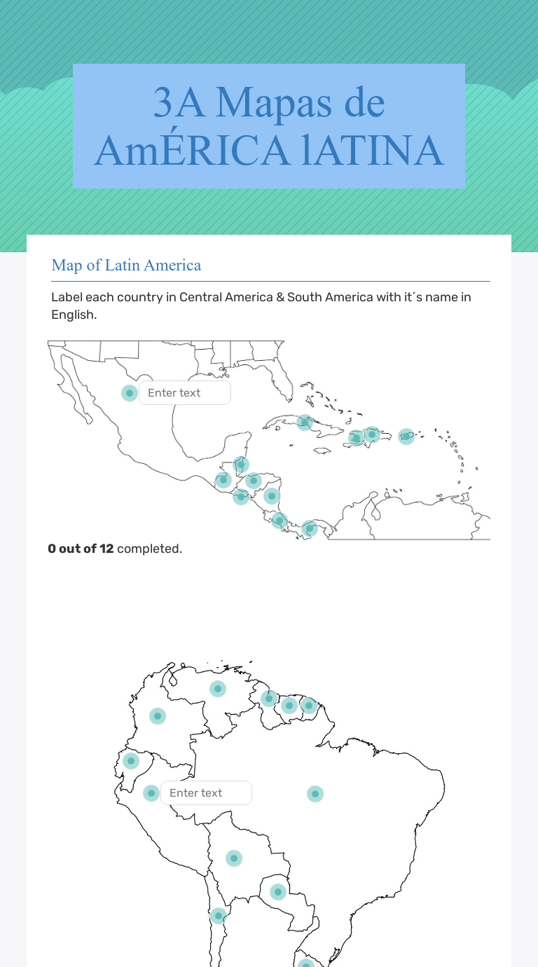 3A Mapas de AmÉRICA lATINA | Interactive Worksheet by Christine