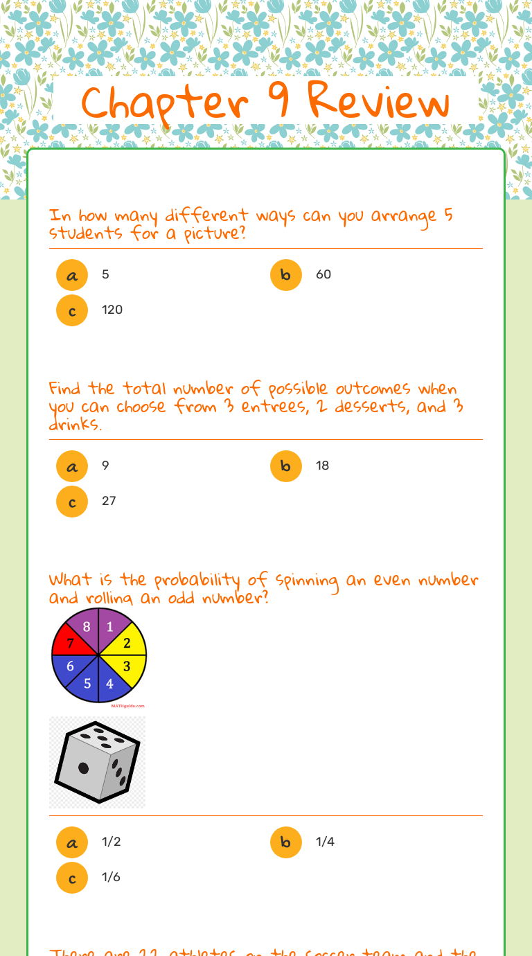 Chapter 9 Review worksheet