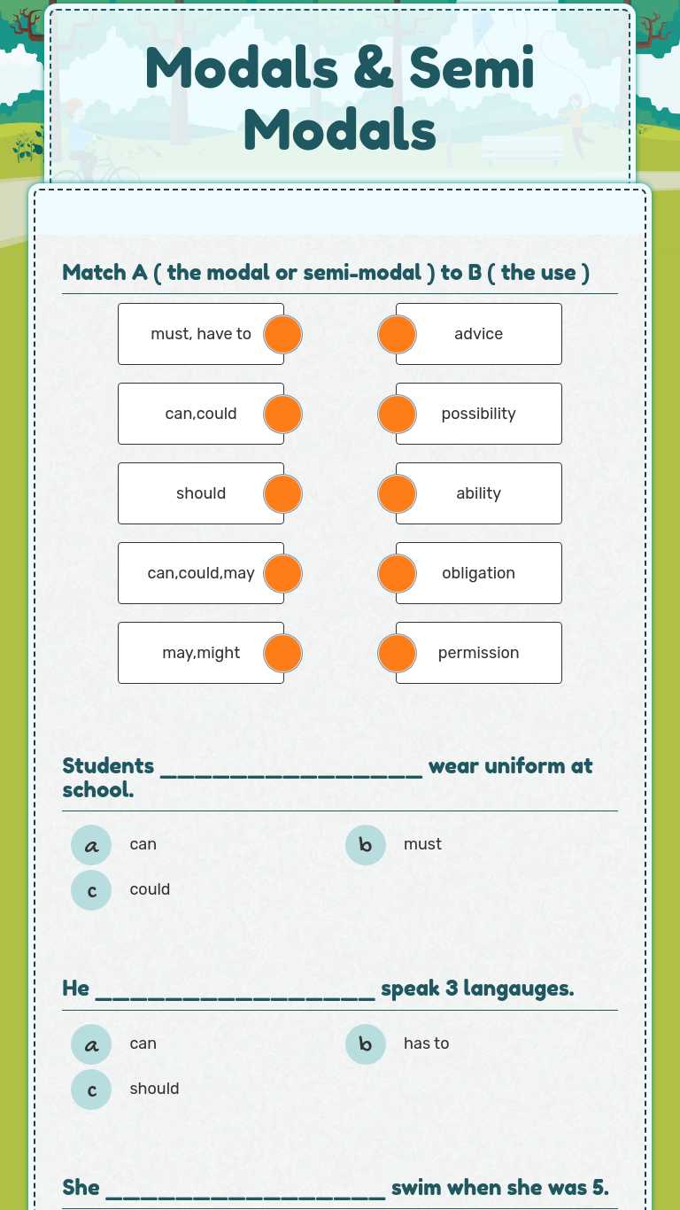 Modals & Semi Modals | Interactive Worksheet By Mutassem Abu Saleh ...