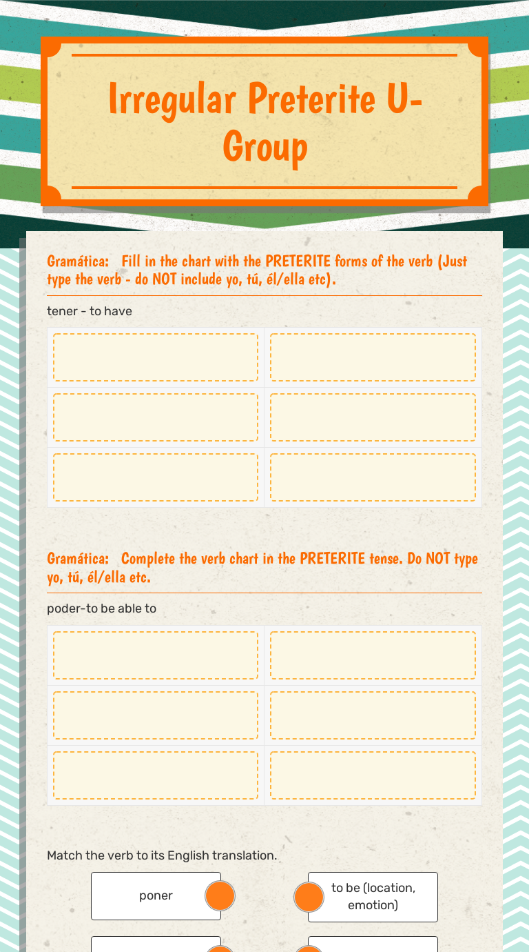 Irregular Preterite 
U-Group Grade 10 worksheet preview