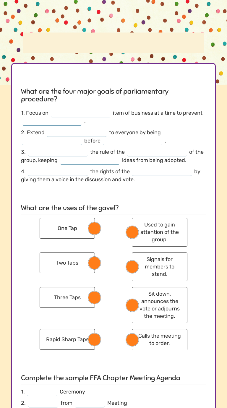 Parliamentary Procedure worksheet preview image