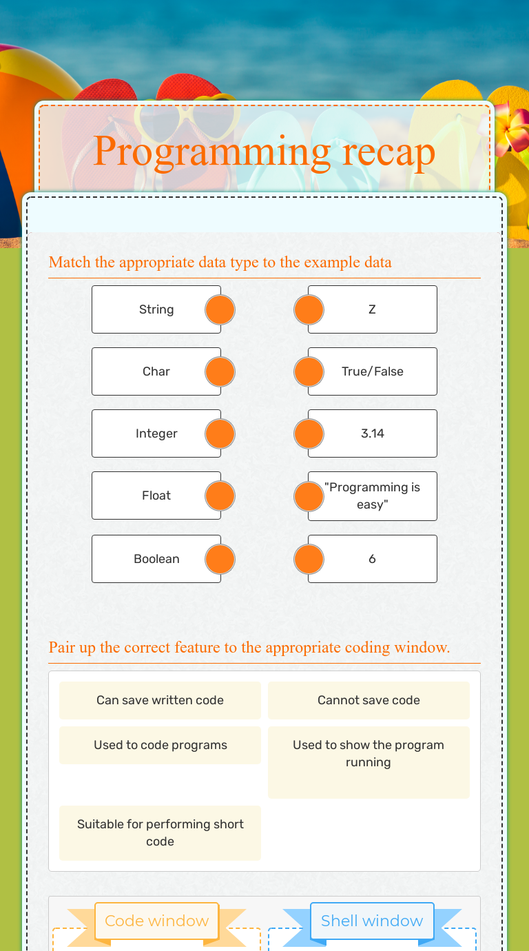 Programming recap | Interactive Worksheet by Phil Morris | Wizer.me