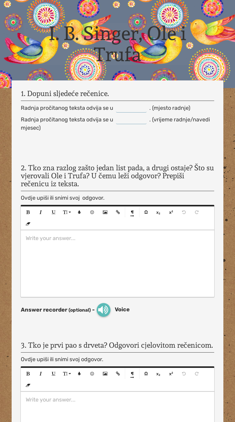 I. B. Singer, Ole I Trufa | Interactive Worksheet By Darija Sever ...