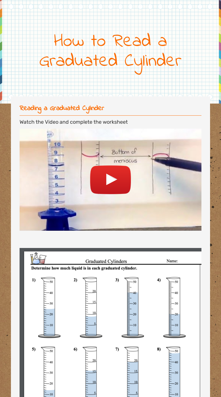 How to Read a Graduated Cylinder  Interactive Worksheet by Inside Reading A Graduated Cylinder Worksheet