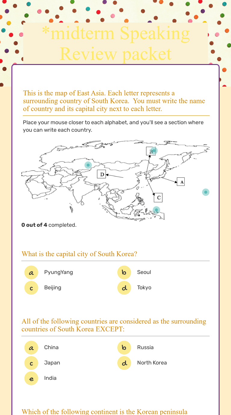 *midterm Speaking Review Packet | Interactive Worksheet By Sara Suh ...