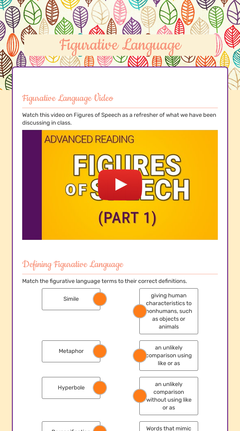 Figurative Language Grade 5 worksheet preview