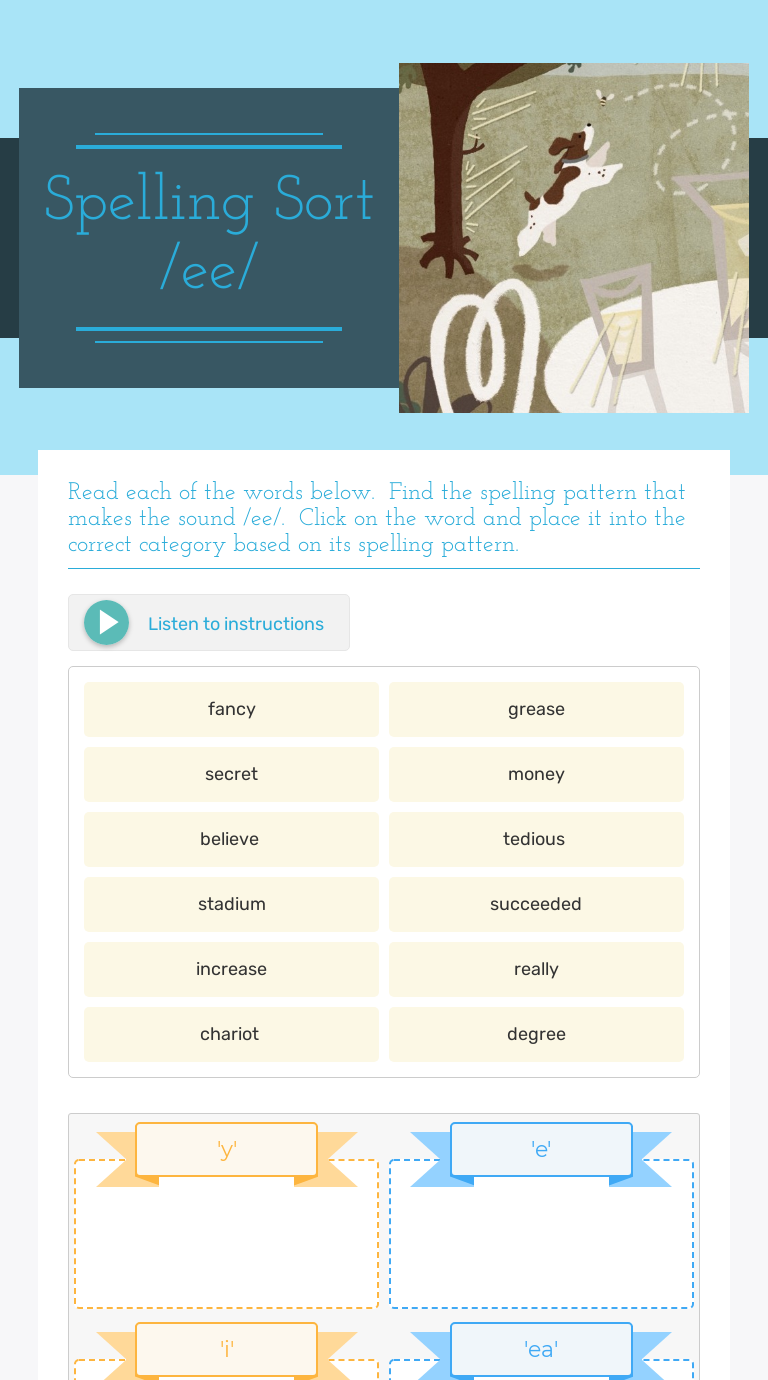 Spelling Sort /ee/ worksheet preview image