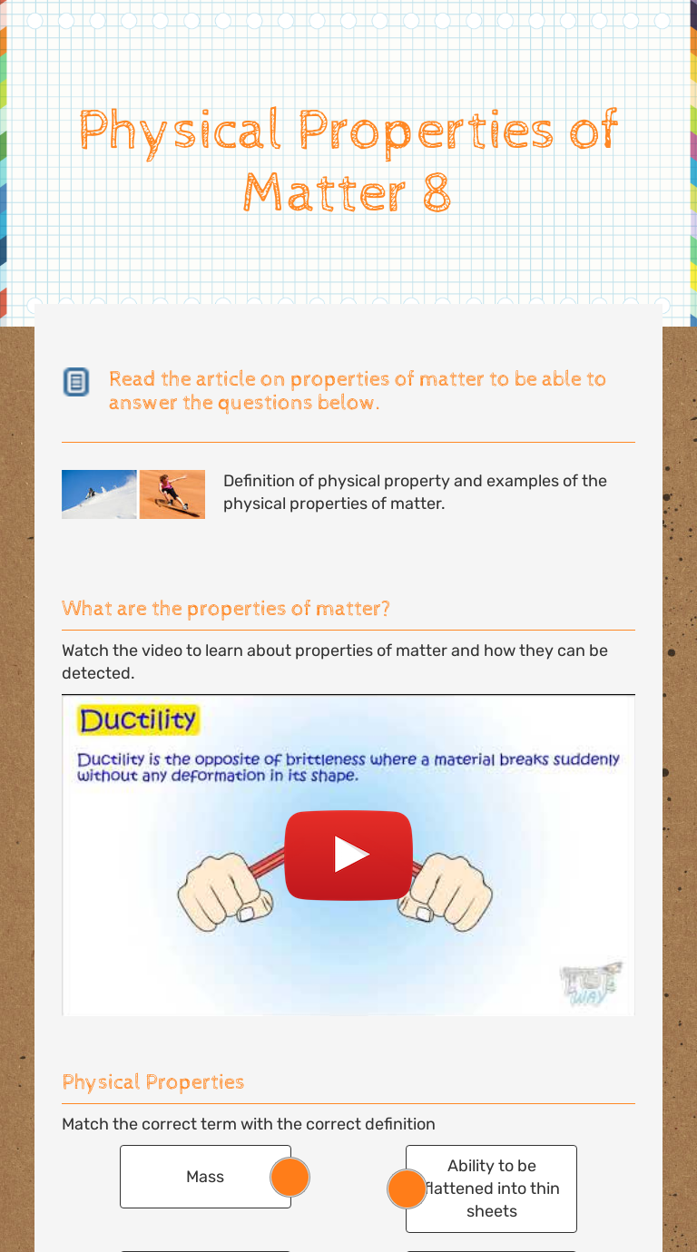 225 properties of matter - mo25ml.com In Properties Of Matter Worksheet