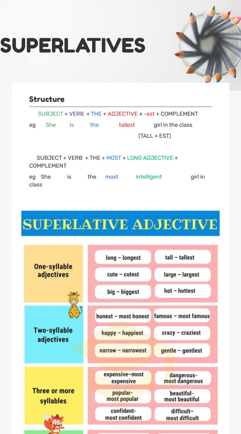 SUPERLATIVES worksheet preview image