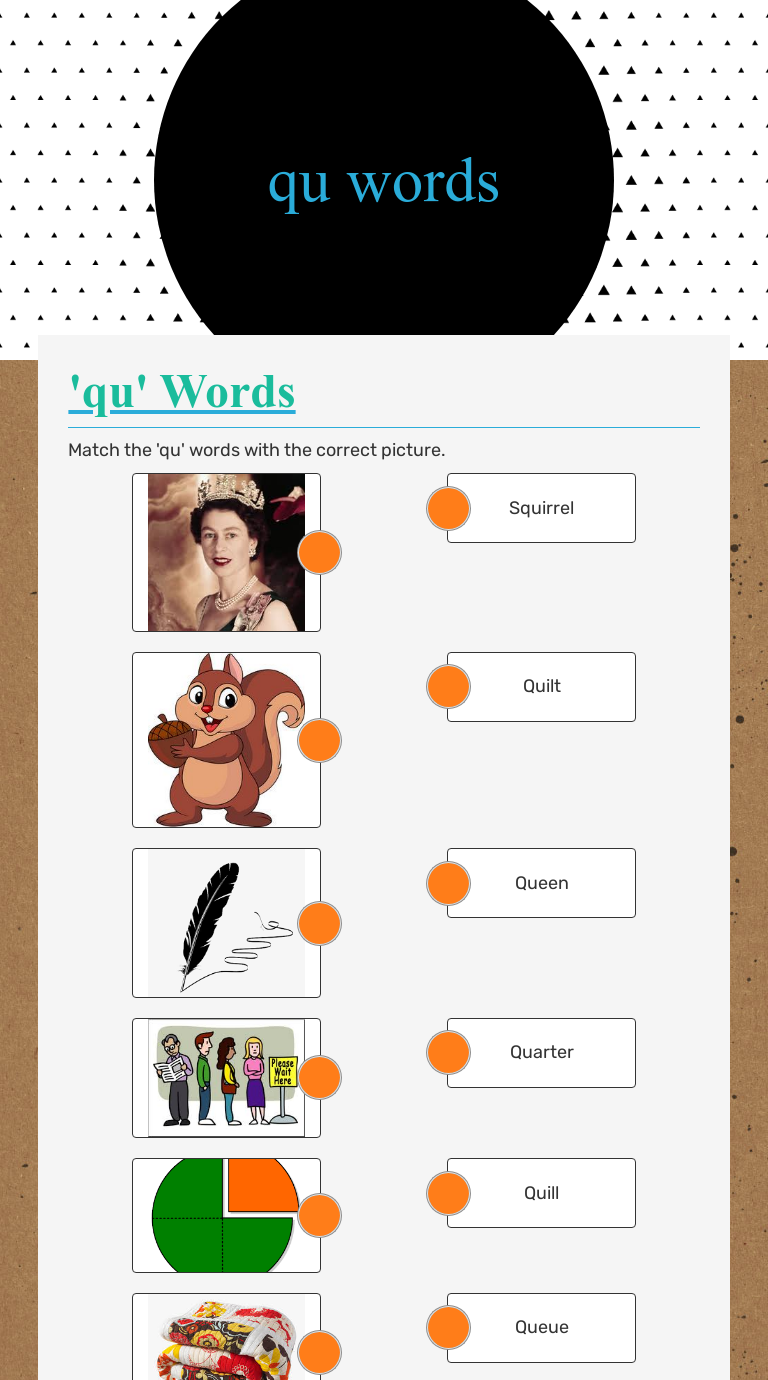 qu words worksheet preview image