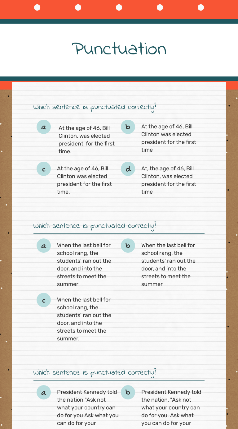 Punctuation worksheet preview image