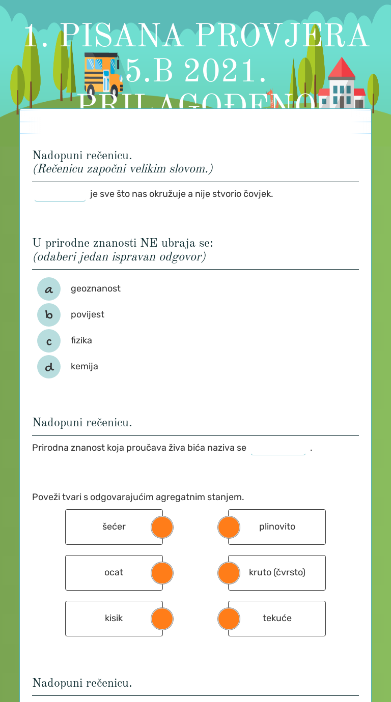 1. PISANA PROVJERA
5.b 2021. PRILAGOĐENO Grade 6 worksheet preview