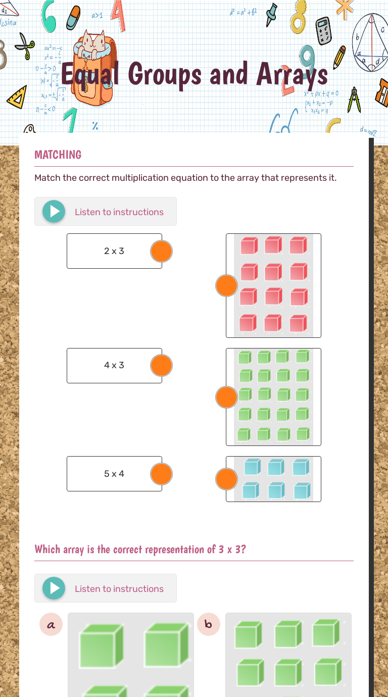 Equal Groups and Arrays worksheet preview image