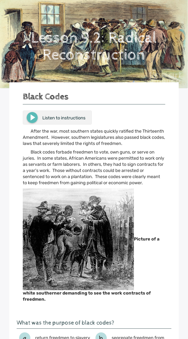 What Was The Purpose Of Black Codes Quizlet