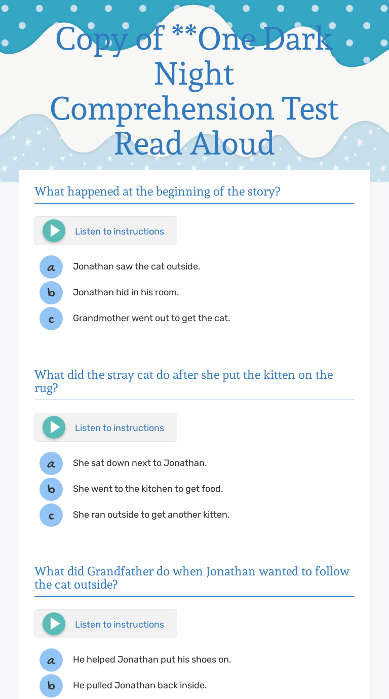 Copy of **One Dark Night Comprehension Test Read Aloud Interactive