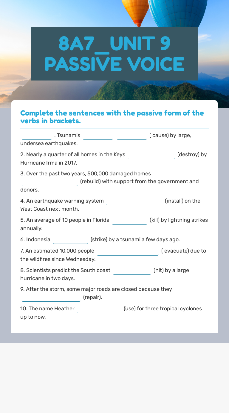 8A7_UNIT 9 PASSIVE VOICE worksheet preview