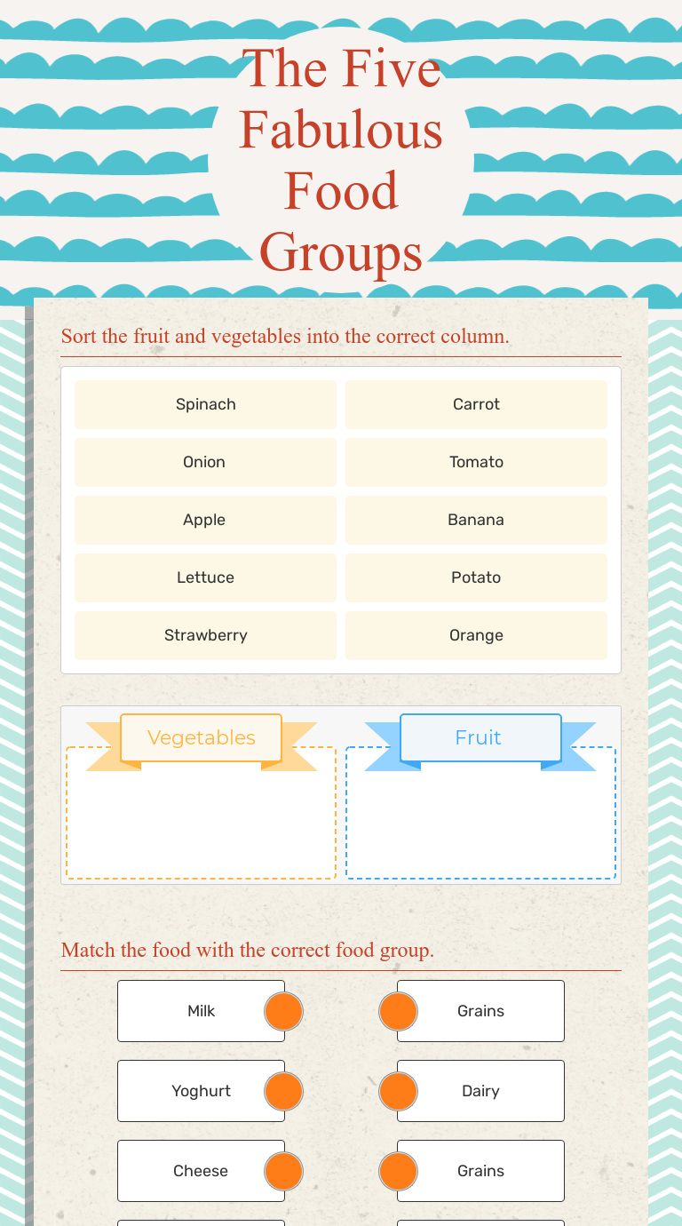 Food Groups Interactive Worksheet Worksheet Template Five Food Groups