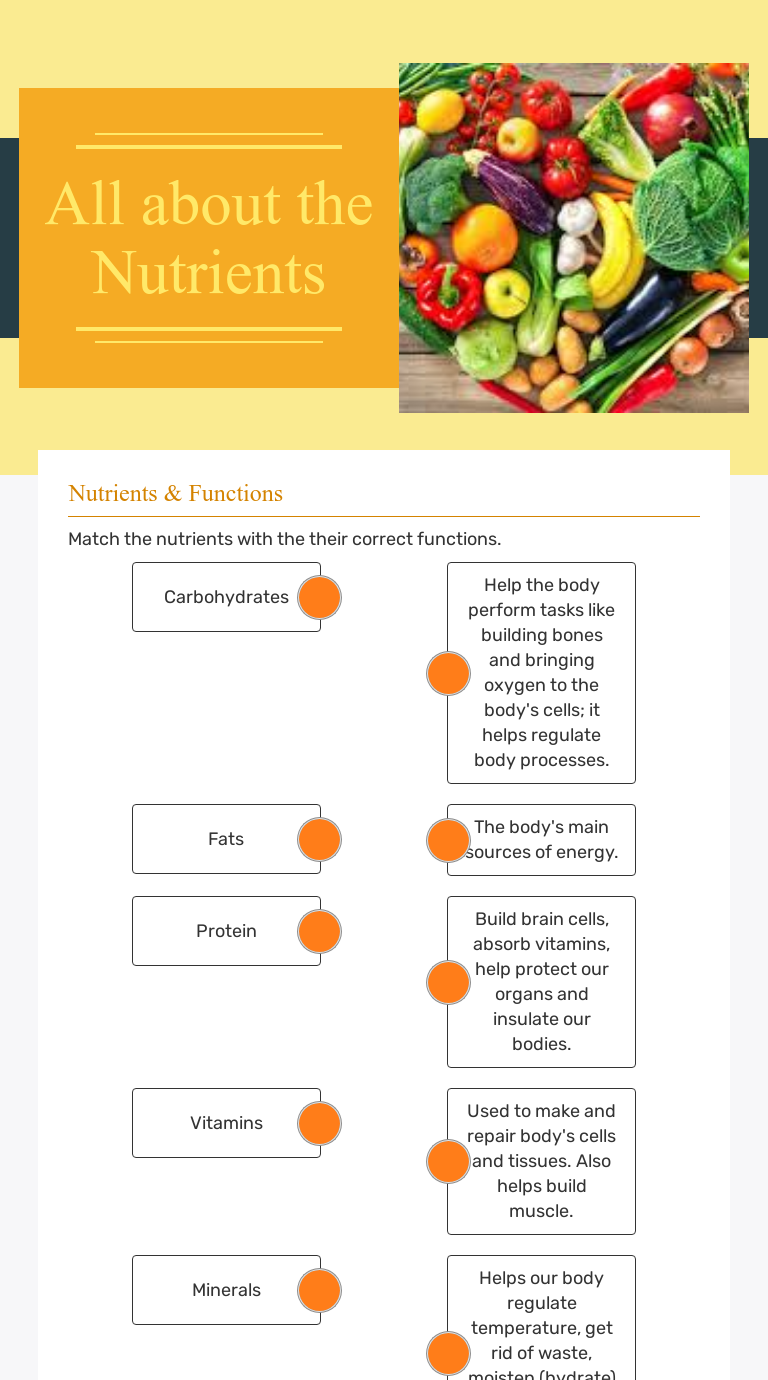 All About The Nutrients | Interactive Worksheet By Clare Hogan | Wizer.me