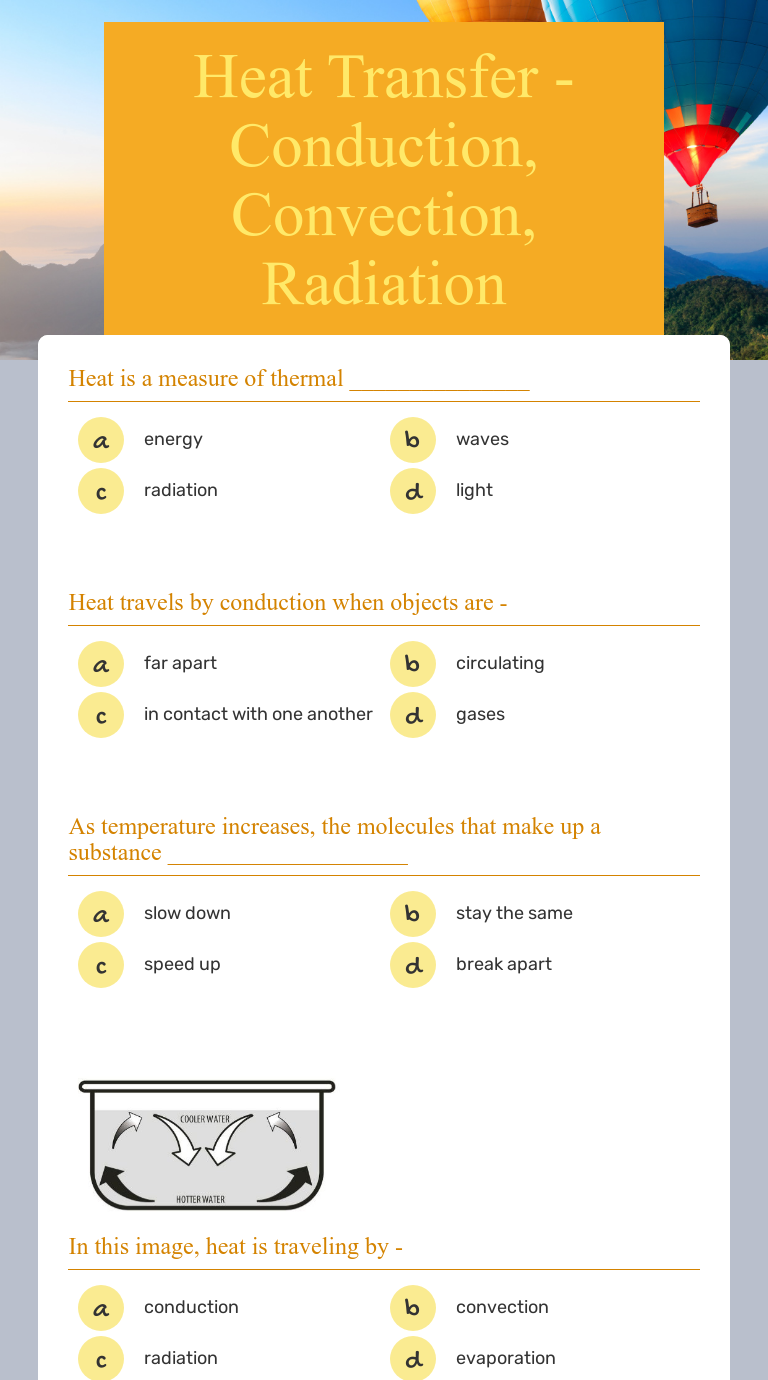 Heat Transfer - Conduction, Convection, Radiation  Interactive Within Heat Transfer Worksheet Answers