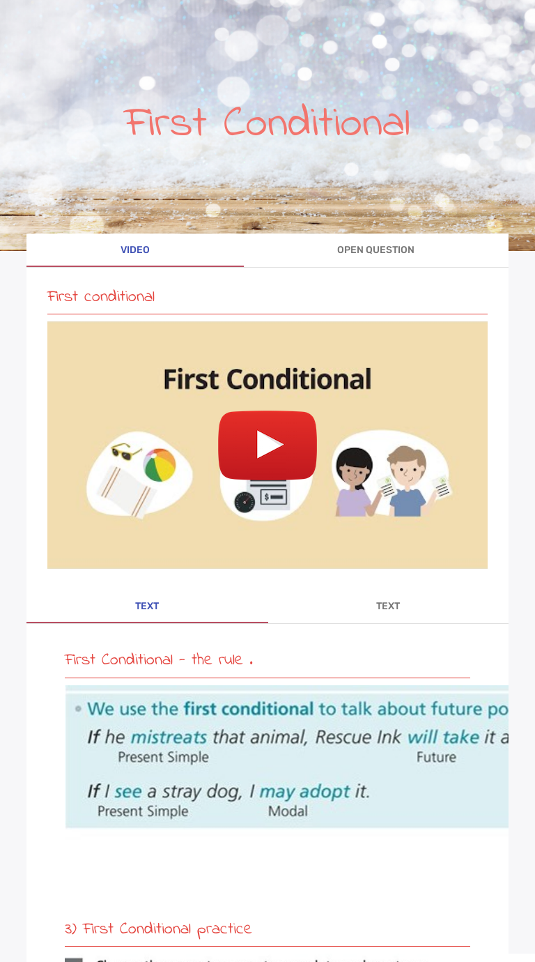 First Conditional Grade 10 worksheet preview
