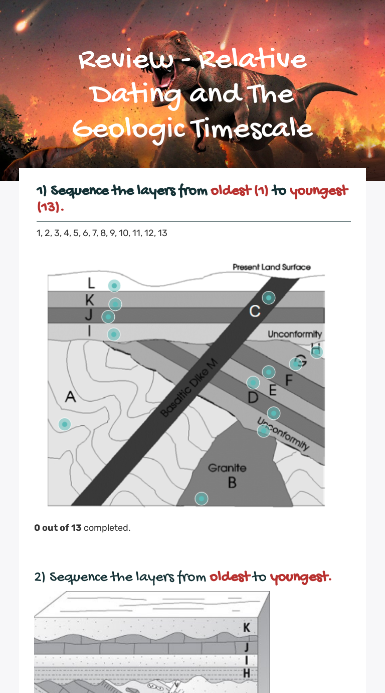 Geology worksheets dating relative 7.1: Relative