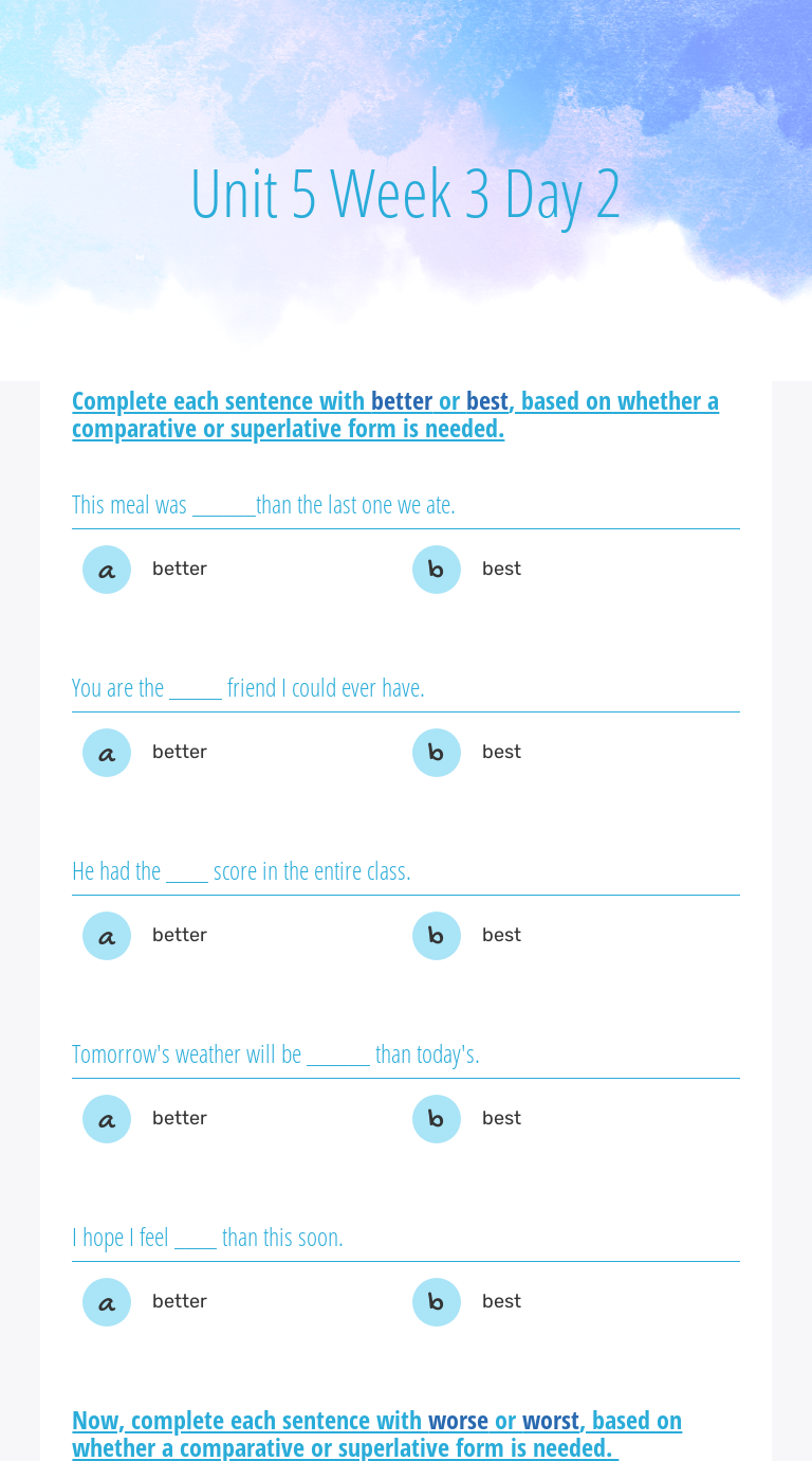 Unit 5 Week 3 Day 2 Interactive Worksheet By Brittany Taormina Wizer Me